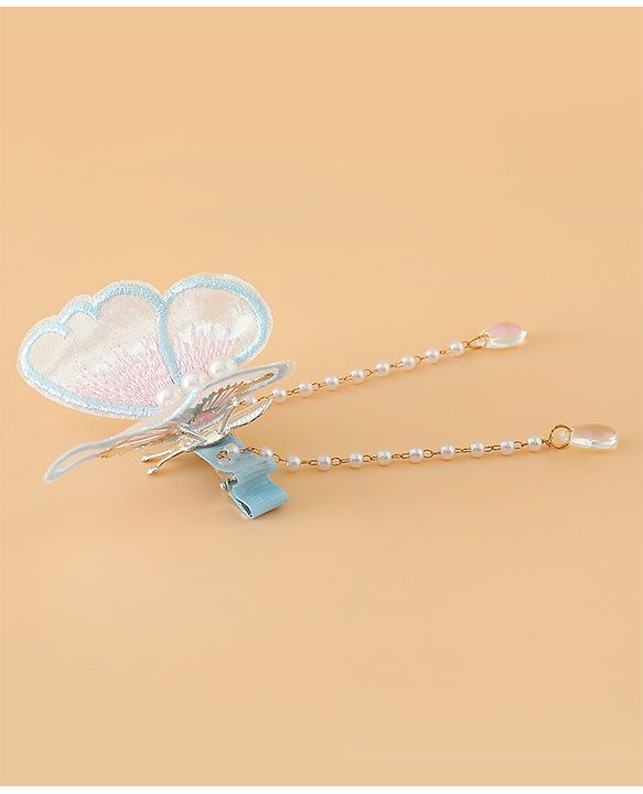 Pine Kids Butterfly Pearl Baby Hair Clip - Light Green - Blue