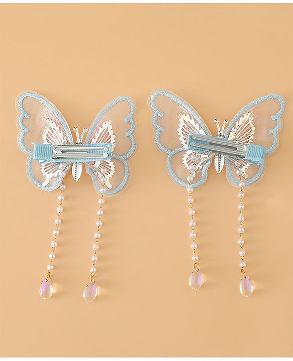 Pine Kids Butterfly Pearl Baby Hair Clip - Light Green - Blue