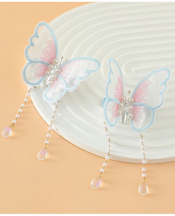 Pine Kids Butterfly Pearl Baby Hair Clip - Light Green - Blue