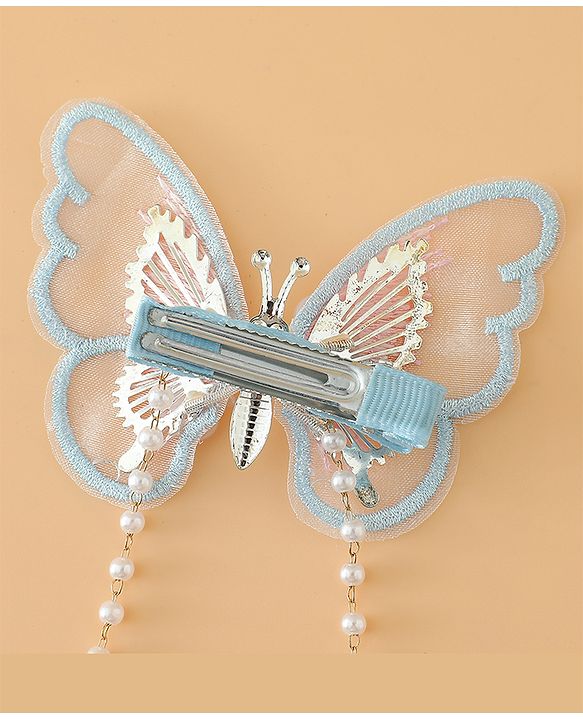 Pine Kids Butterfly Pearl Baby Hair Clip - Light Green - Blue
