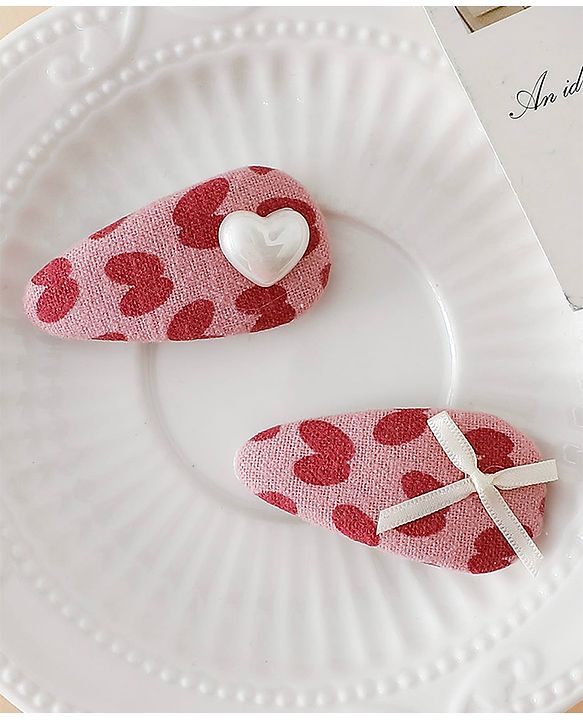 Babyhug Free Size Bow & Heart Snap Clips - Pink