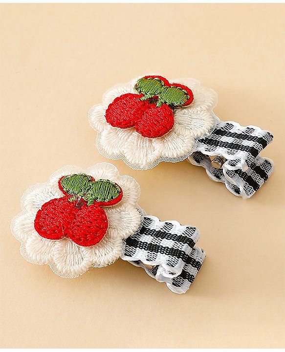 Babyhug Cute Hair Clips for Baby Girls - Red & White
