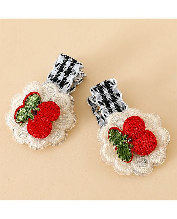 Babyhug Cute Hair Clips for Baby Girls - Red & White