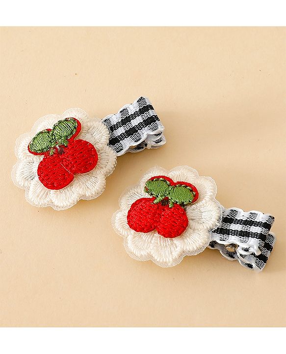 Babyhug Cute Hair Clips for Baby Girls - Red & White