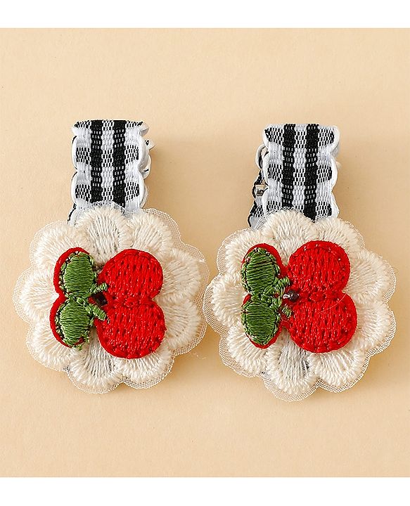 Babyhug Cute Hair Clips for Baby Girls - Red & White