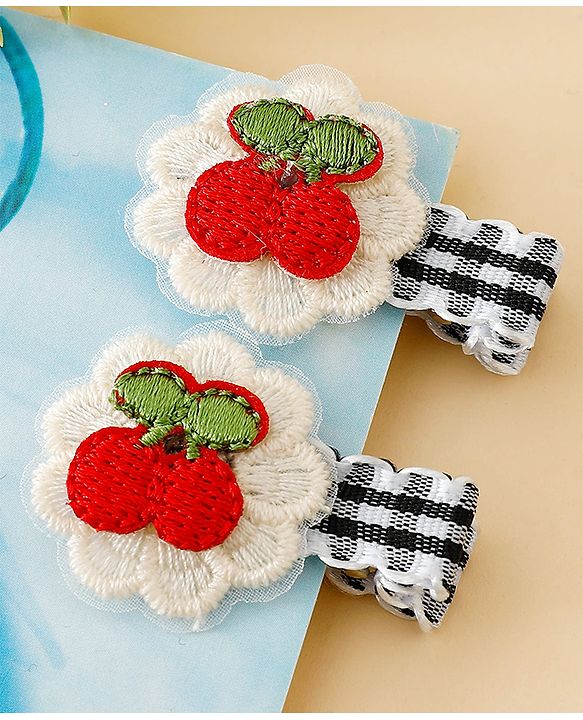 Babyhug Cute Hair Clips for Baby Girls - Red & White