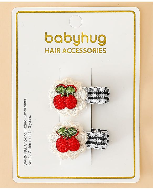 Babyhug Cute Hair Clips for Baby Girls - Red & White