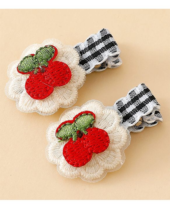 Babyhug Cute Hair Clips for Baby Girls - Red & White