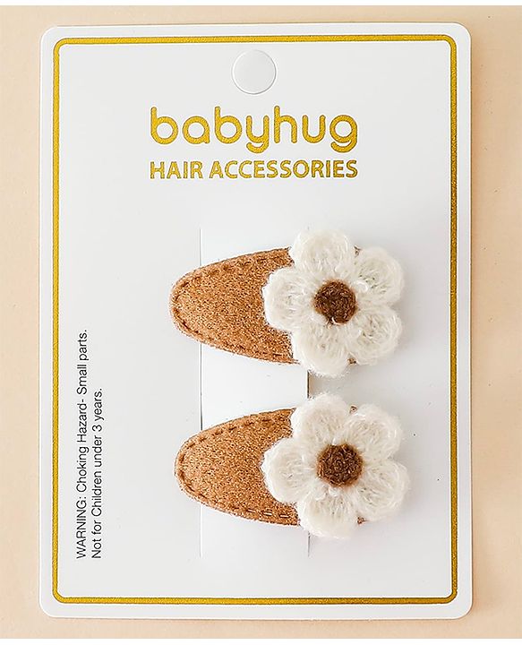 Babyhug Fashion Snap Hair Clips - Brown