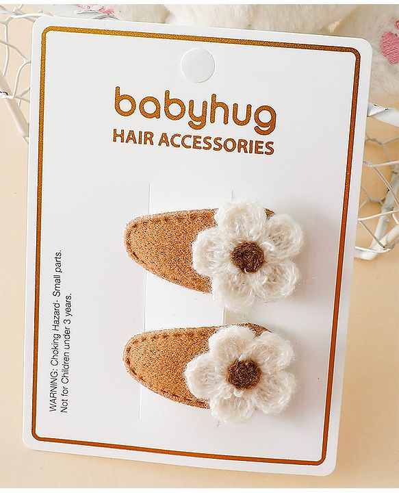 Babyhug Fashion Snap Hair Clips - Brown