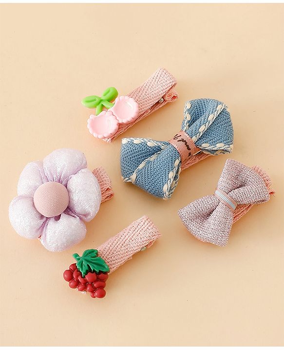 Babyhug Adorable Bow Blossom Hair Clip - Pink&Blue