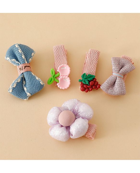 Babyhug Adorable Bow Blossom Hair Clip - Pink&Blue