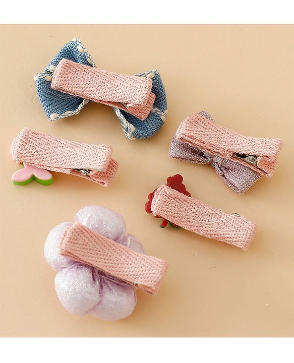 Babyhug Adorable Bow Blossom Hair Clip - Pink&Blue