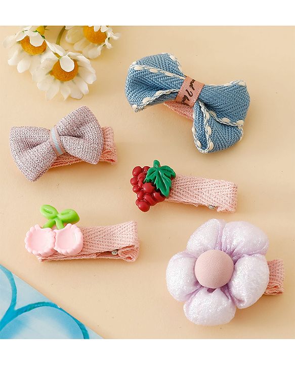 Babyhug Adorable Bow Blossom Hair Clip - Pink&Blue