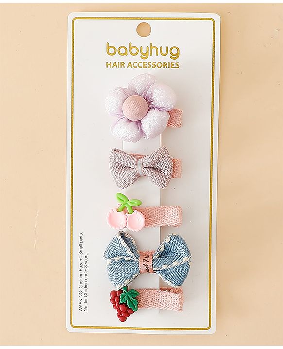 Babyhug Adorable Bow Blossom Hair Clip - Pink&Blue