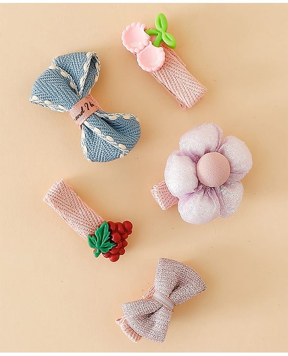 Babyhug Adorable Bow Blossom Hair Clip - Pink&Blue