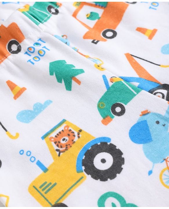 Babyhug 100% Cotton Interlock Knit Striped Animal Printed Bootie Leggings Pack of 3 - Sky