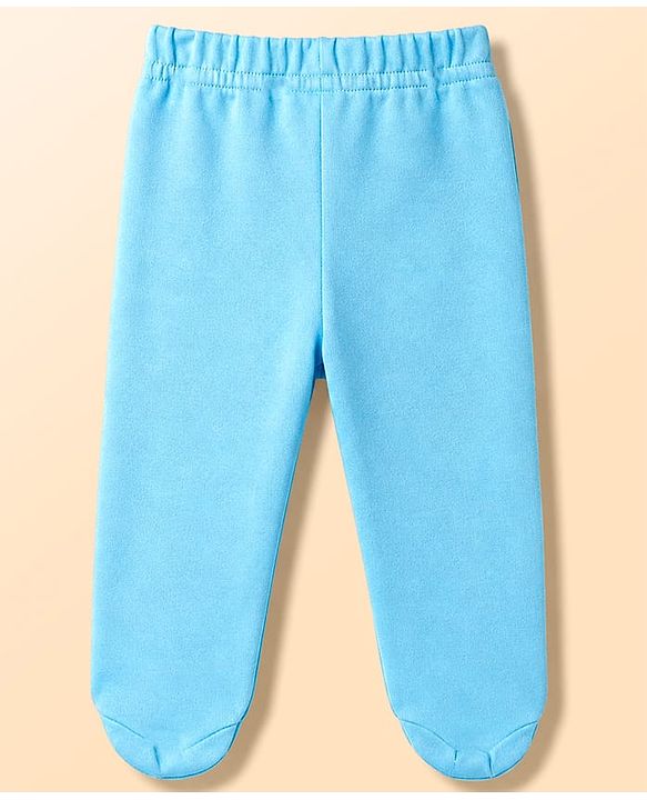 Babyhug 100% Cotton Interlock Knit Striped Animal Printed Bootie Leggings Pack of 3 - Sky