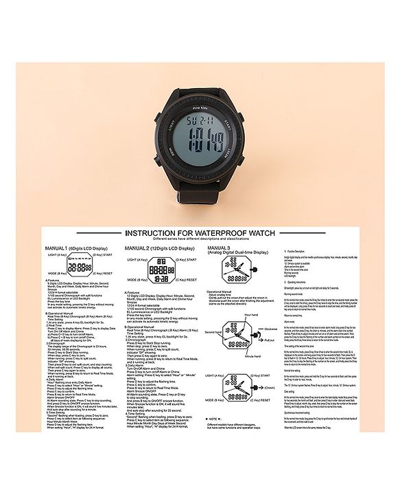 Pine Kids Free Size Digital Watch - Black