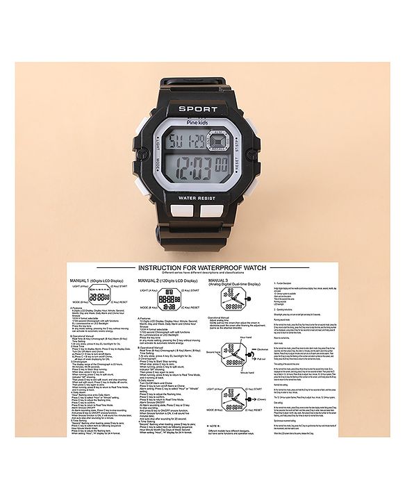 Pine Kids Free Size Digital Watch - Black