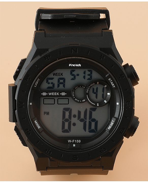 Pine Kids Free Size Digital Watch - Black
