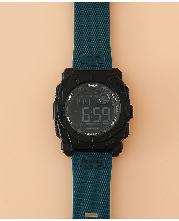 Pine Kids Free Size Digital Watch - Peacock Blue