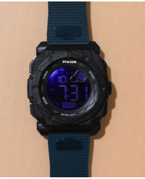 Pine Kids Free Size Digital Watch - Peacock Blue