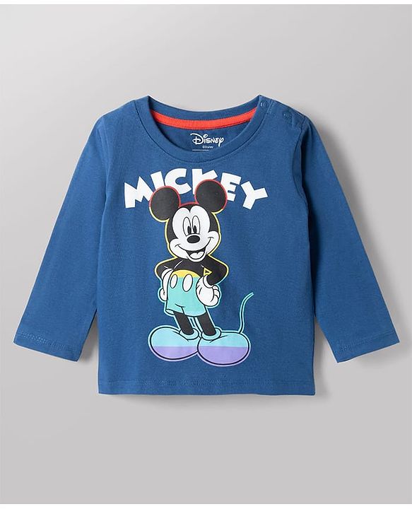 Babyhug Disney 100% Cotton Knit Full Sleeves T-Shirt & Pyjama Night Suit With Micky Mouse Graphic - Multicolor