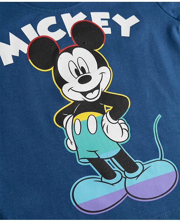 Babyhug Disney 100% Cotton Knit Full Sleeves T-Shirt & Pyjama Night Suit With Micky Mouse Graphic - Multicolor