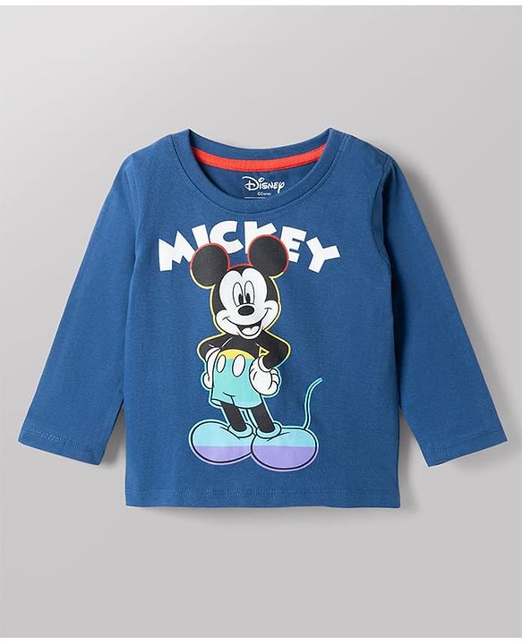 Babyhug Disney 100% Cotton Knit Full Sleeves T-Shirt & Pyjama Night Suit With Micky Mouse Graphic - Multicolor