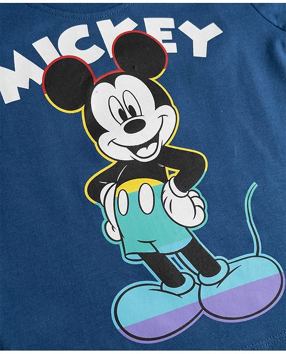 Babyhug Disney 100% Cotton Knit Full Sleeves T-Shirt & Pyjama Night Suit With Micky Mouse Graphic - Multicolor