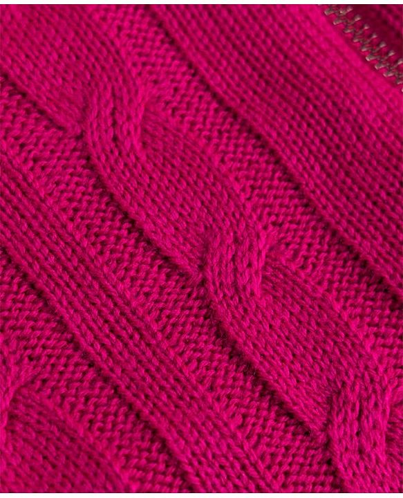 Pine Kids Knitted Full Raglan Sleeves Front Open Sweater  with Cable Knit Design - Dark Pink