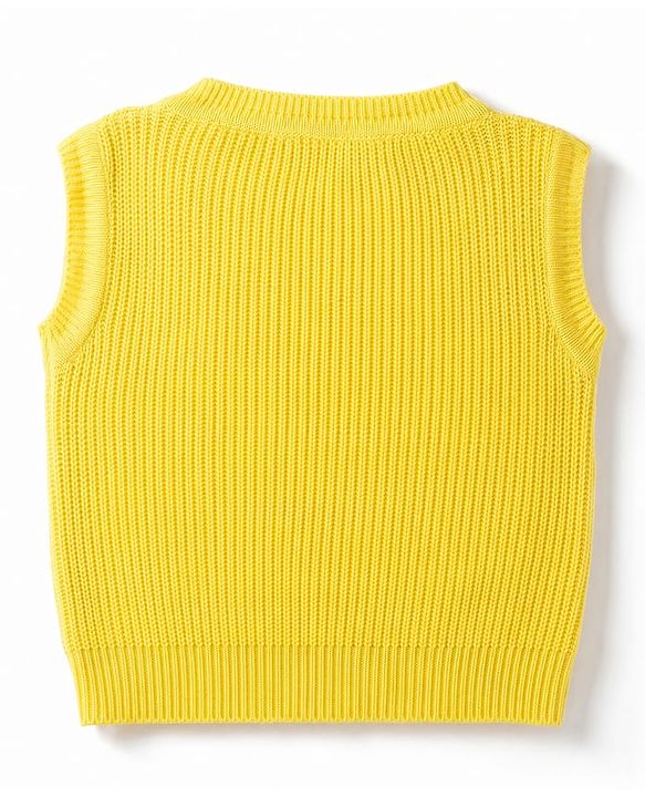 Pine Kids Knit Front Open Full Sleeves Cable Knit Design Sweaters With Sleeveless Inner - Orange & Yellow
