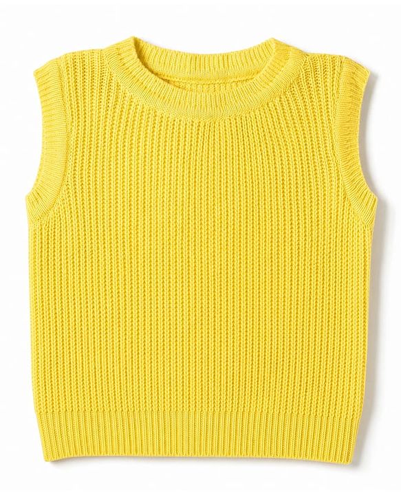 Pine Kids Knit Front Open Full Sleeves Cable Knit Design Sweaters With Sleeveless Inner - Orange & Yellow