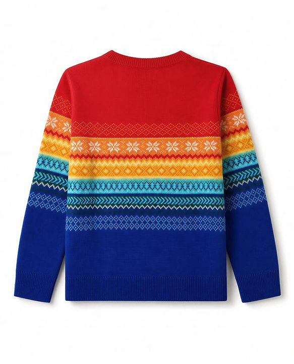 Pine Kids Knit Full Sleeves Pullovers With Floral Design - Red