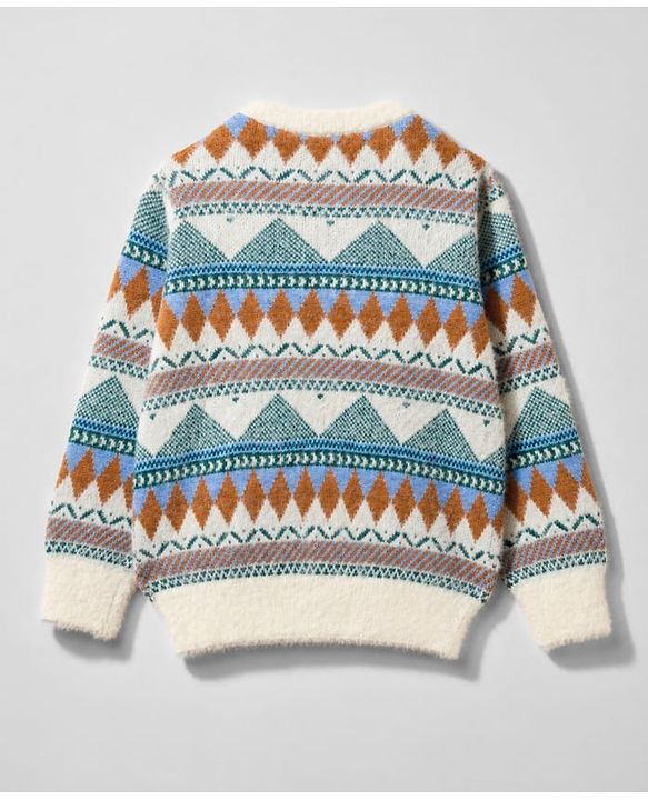 Pine Kids Knit Full Sleeves Triangular Designed Pullover Sweater - Light Blue