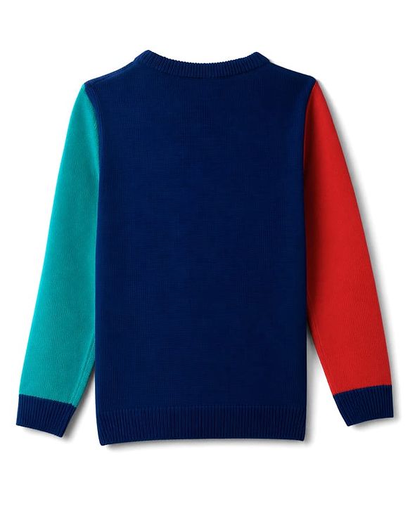 Pine Kids Knit Full Sleeves Pullover with Abstract Landscape Design - Rust Orange