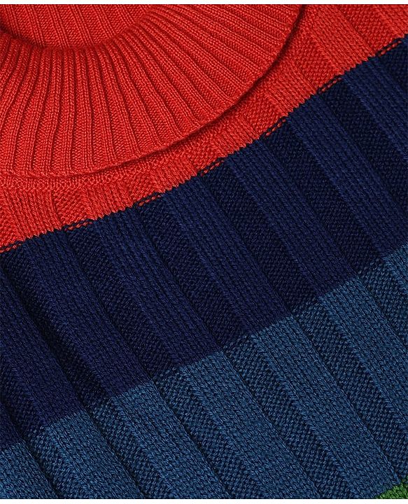 Pine Kids Knit Striped Full Sleeves Pullovers - Black