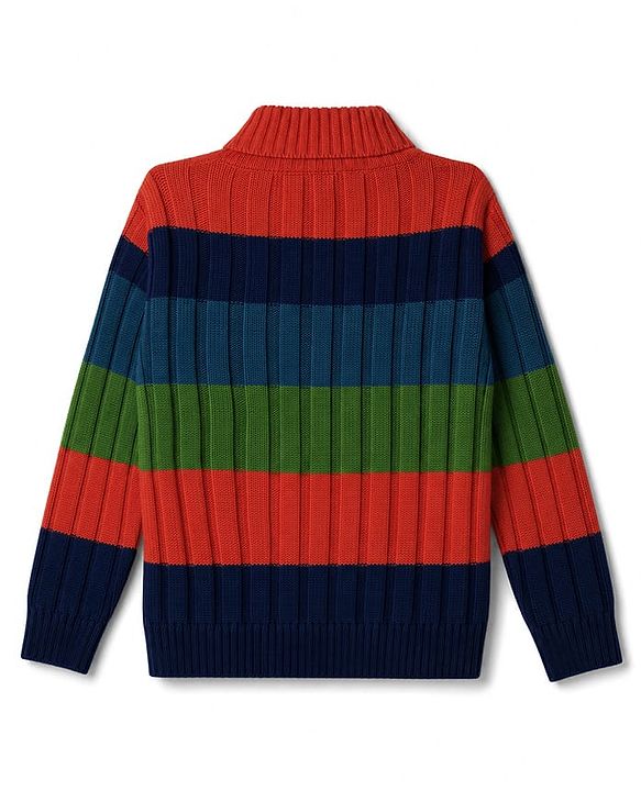 Pine Kids Knit Striped Full Sleeves Pullovers - Black