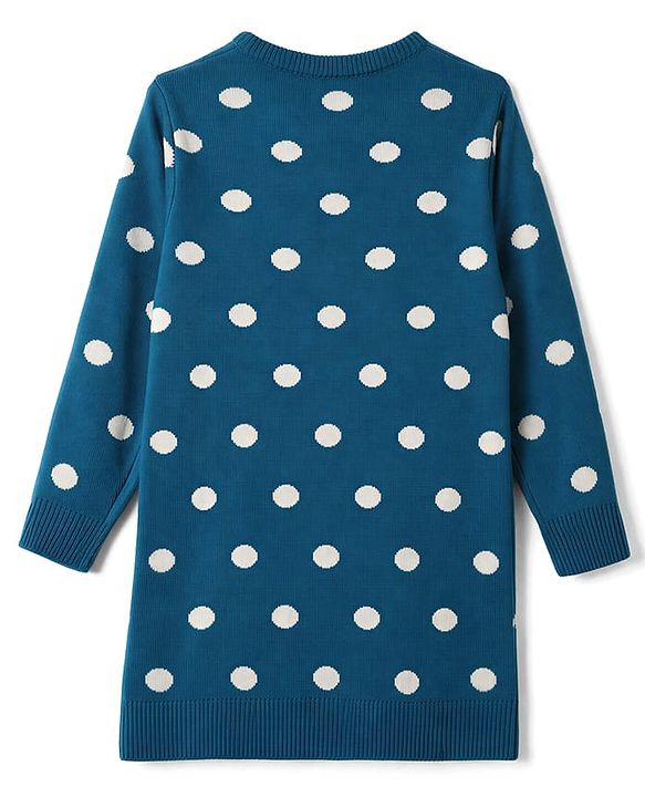 Pine Kids Knit Full Sleeves Sweater Set With Polka Dot & Star Design - Pink