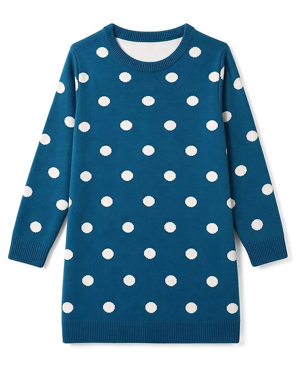 Pine Kids Knit Full Sleeves Sweater Set With Polka Dot & Star Design - Pink
