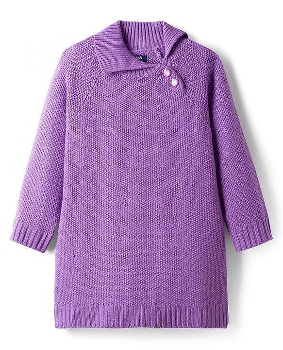 Pine Kids Knitted Full Raglan Sleeves Sweater Set - Purple
