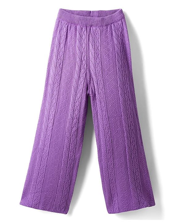 Pine Kids Knitted Full Raglan Sleeves Sweater Set - Purple