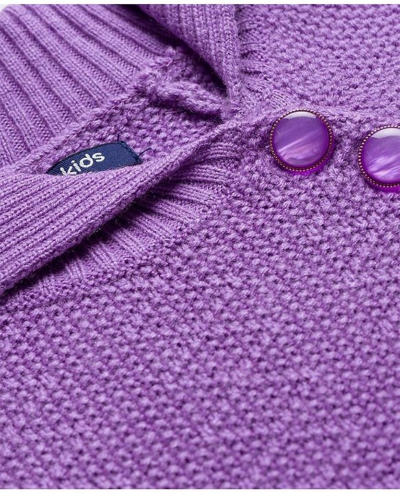 Pine Kids Knitted Full Raglan Sleeves Sweater Set - Purple