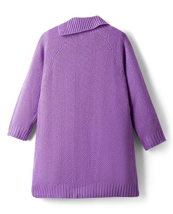 Pine Kids Knitted Full Raglan Sleeves Sweater Set - Purple