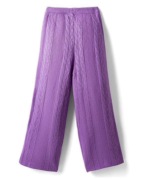 Pine Kids Knitted Full Raglan Sleeves Sweater Set - Purple