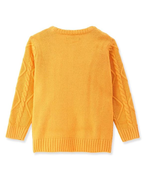 Pine Kids Knit Full Sleeves Sweater Set With Cable Knit Design - Mustard