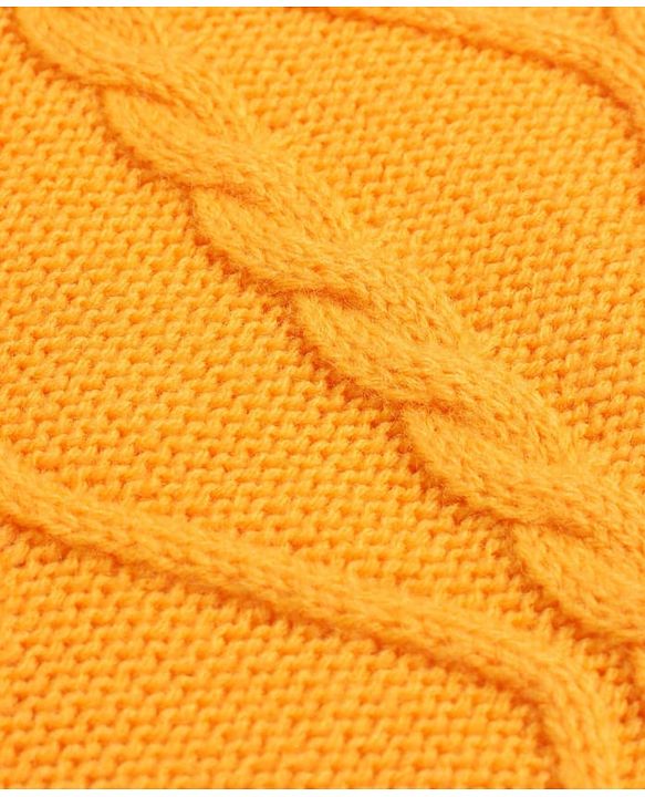 Pine Kids Knit Full Sleeves Sweater Set With Cable Knit Design - Mustard