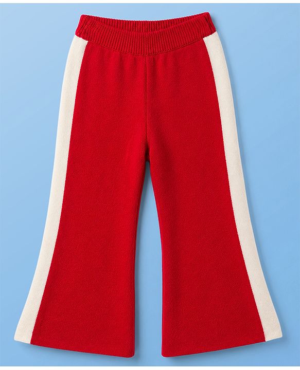 Pine Kids Knit Full Sleeves Polo Collar Striped Sweater Set -  Red & White