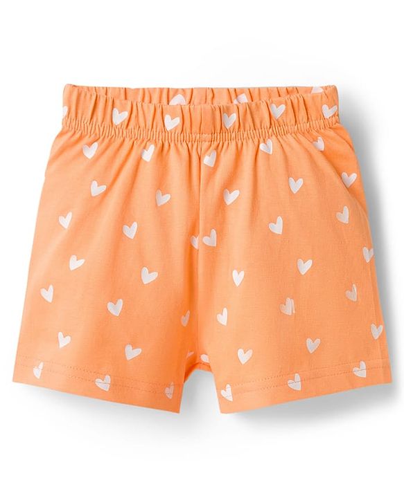 Babyhug Disney Single Jersey Knit Half Sleeves T-Shirt & Shorts Night Suit With Marie Graphics - Orange